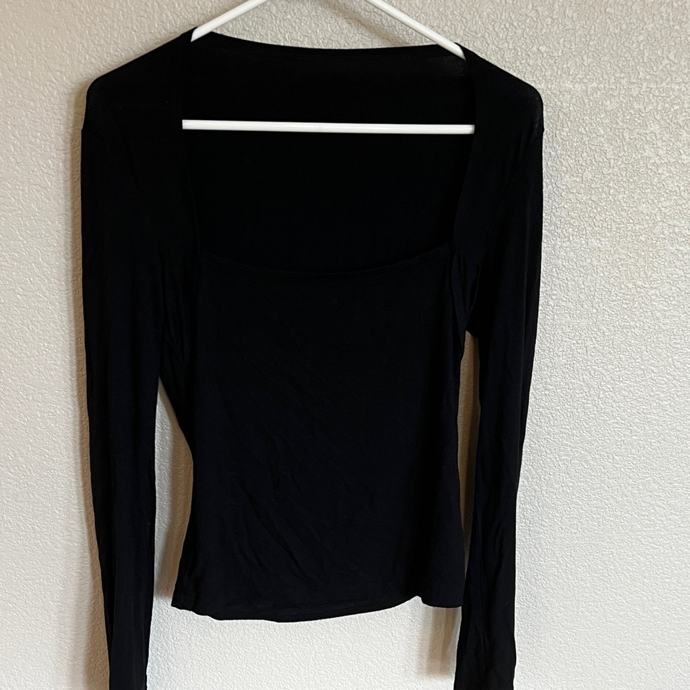 SHEIN Elegant Black Long Sleeve Top